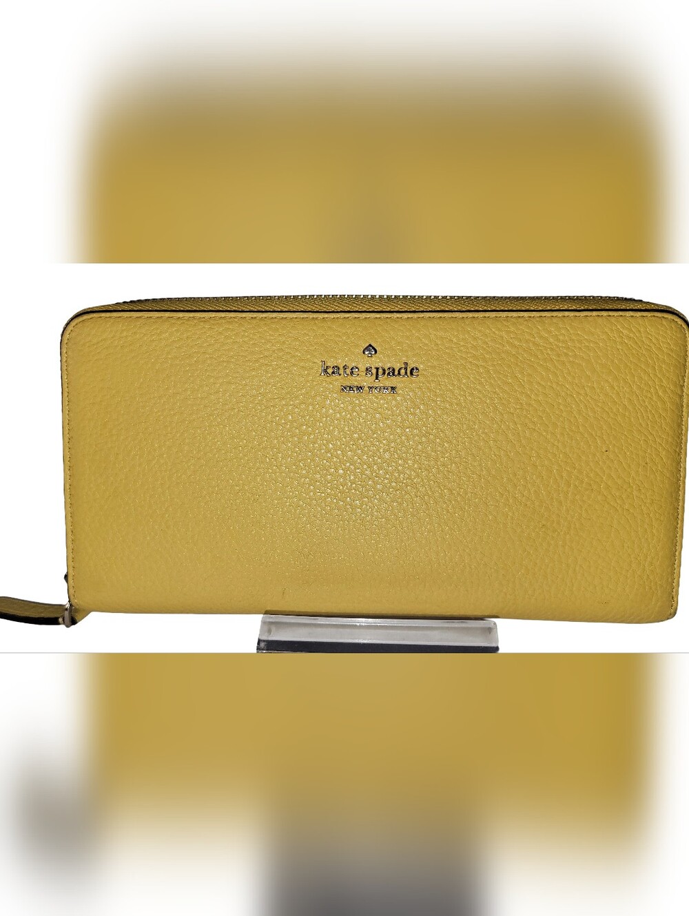 KATE SPADE  New York Yellow Saffiano Leather Zip Around Continental Wallet NEW.